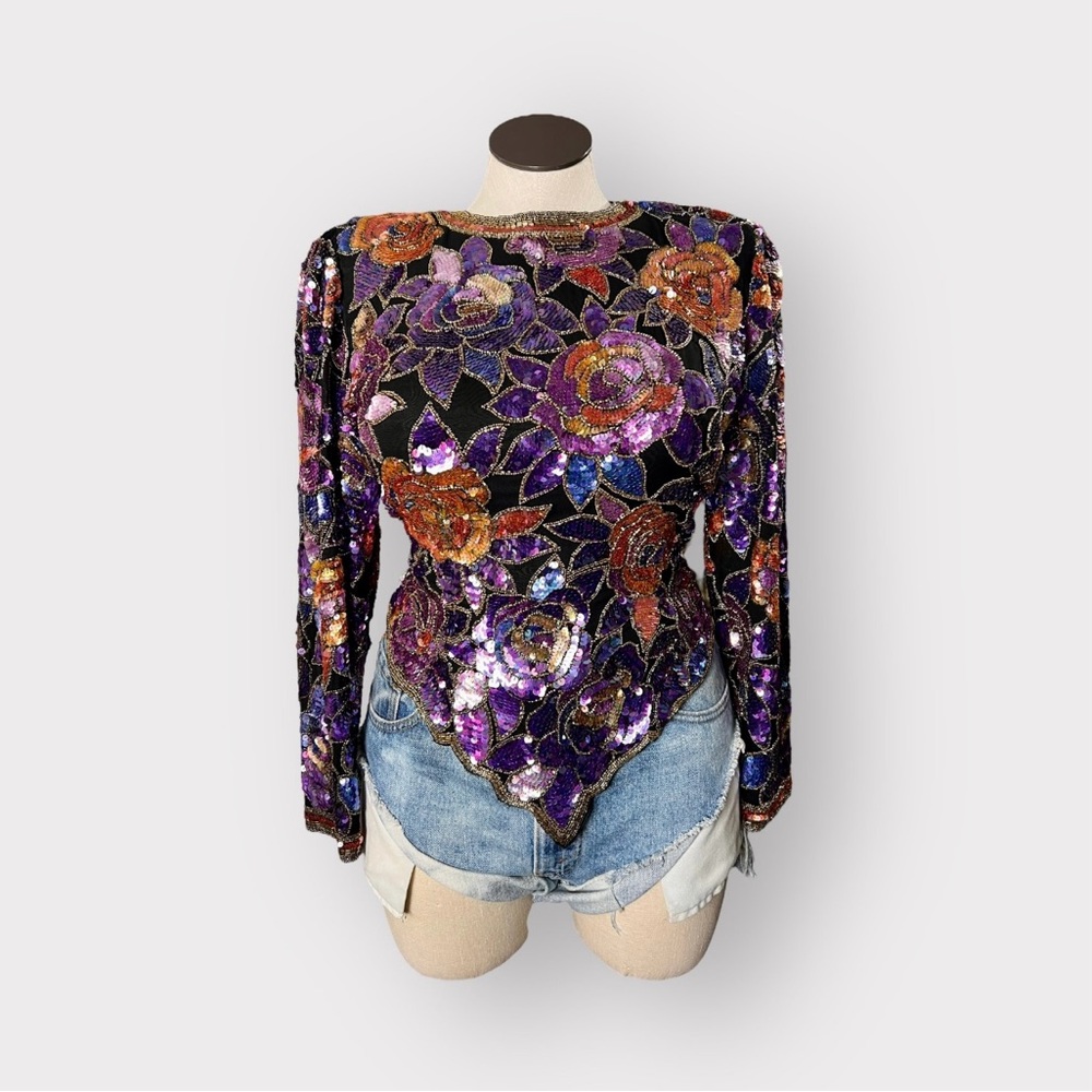 Oleg Cassini Sequin Top